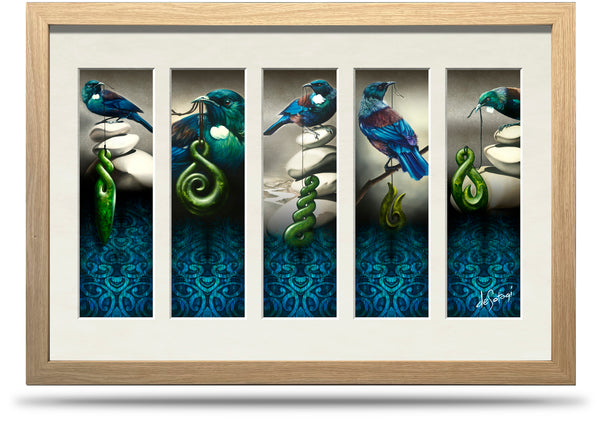 5 Tuis - 24"x36" Framed Canvas Print