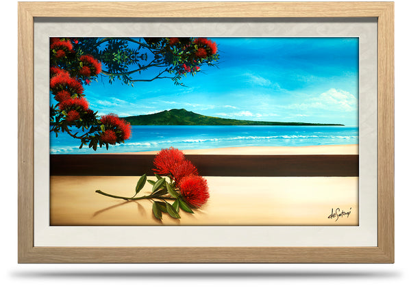 Pohutukawa Splendour - 24"x36" Framed Canvas Print