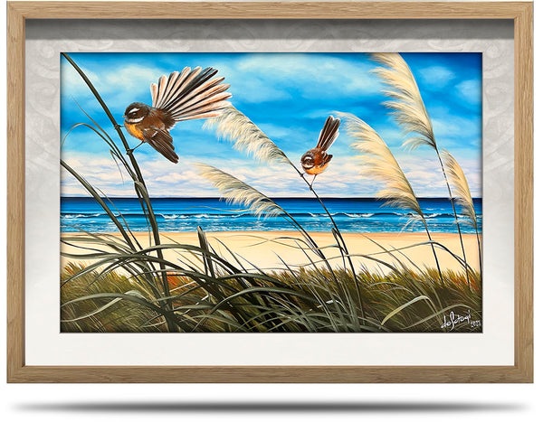 Piwakawaka - A2 Framed Canvas Print