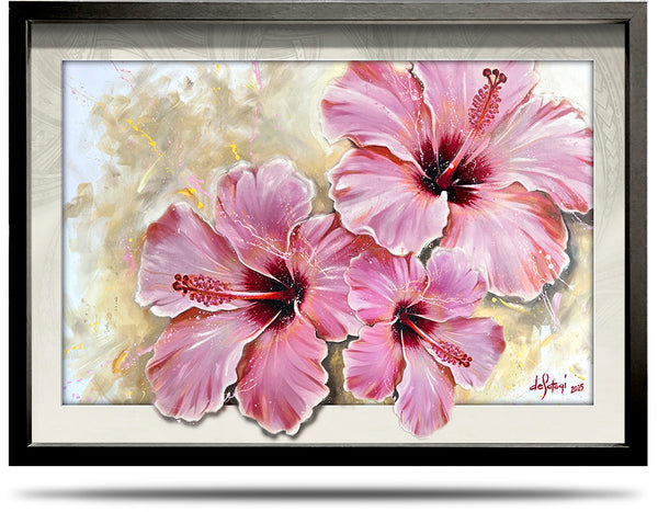 Hibiscus Pink - A2 Framed Canvas Print