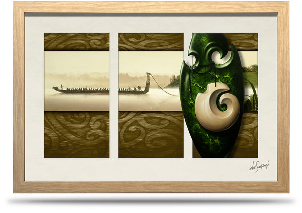 Mists at Dawn - 24"x36" Framed Canvas Triptych