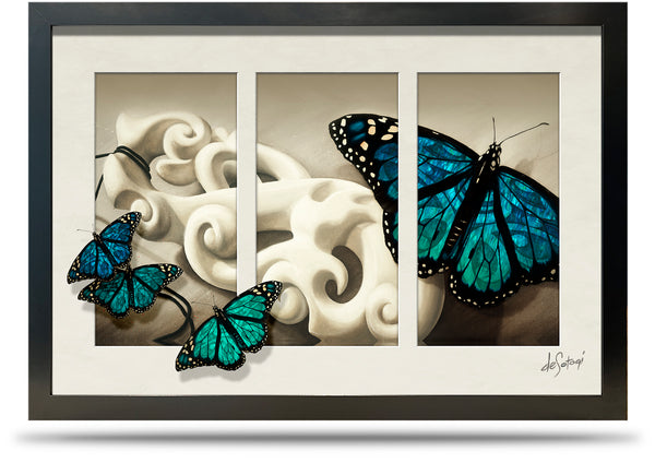 Peaceful Journey Aqua - 24"x36" Framed Canvas Triptych