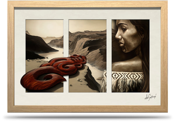 Wahine - 24"x36" Framed Canvas Triptych