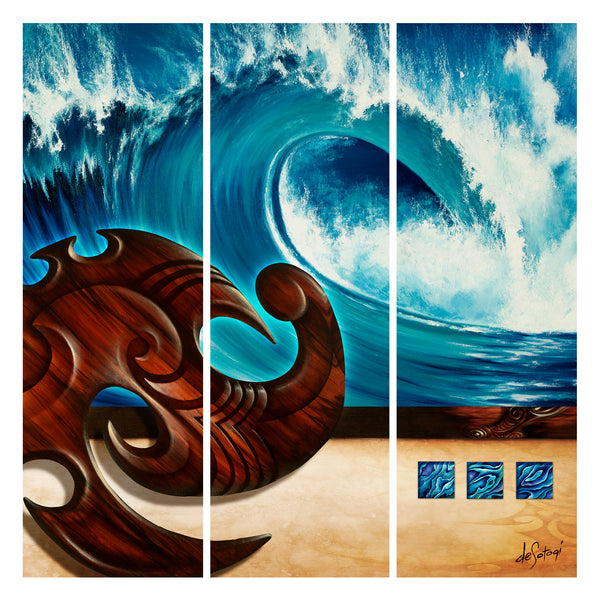 Aqua Surf - Canvas Triptych Print