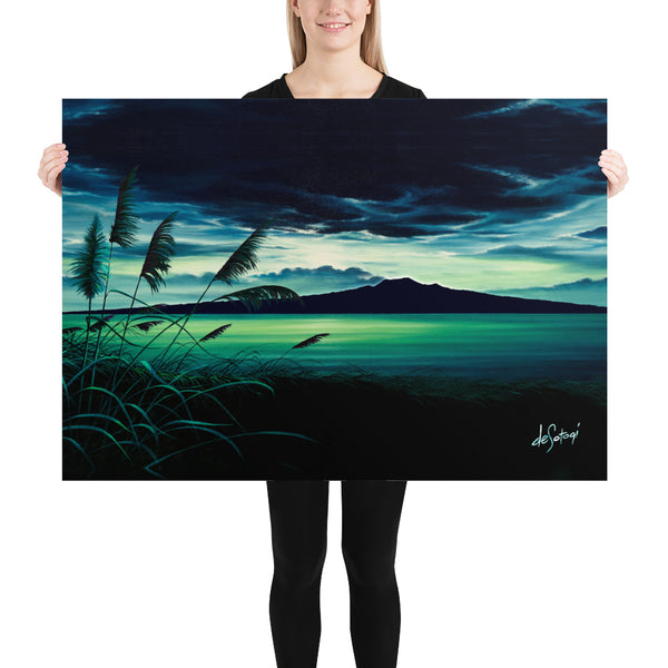 Fine Art Paper Print - Moonlit Rangitoto