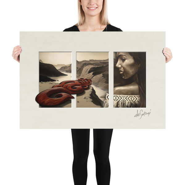 Unframed Triptych 24"x36" - Wahine