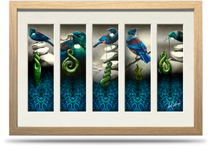 24"x36" Framed Canvas Print - 5 Tuis