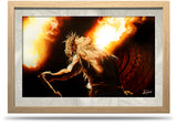 24"x36" Framed Canvas Print - Dance of Fire