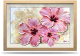 24"x36" Framed Canvas Print - Hibiscus Pink