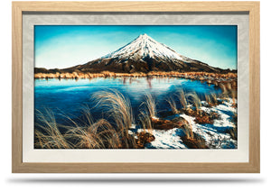 24"x36" Framed Canvas Print - Mt Taranaki