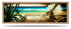 11"x33" Framed Canvas Print - Distant Summer