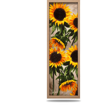 11"x33" Framed Canvas Print - Sunflower Splendour