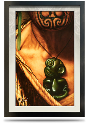 24"x36" Framed Canvas Print - Hei Tiki