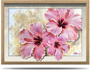 A2 Framed Canvas Print - Hibiscus Pink