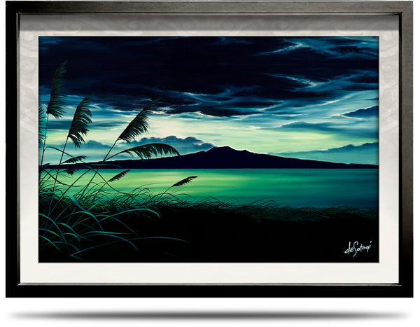 Moonlit Rangitoto - A2 Framed Canvas Print