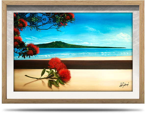 Pohutukawa Splendour - A2 Framed Canvas Print